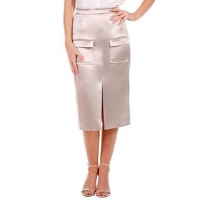 NWOT HILARY MACMILLAN Dusty Rose Split Front Seam Skirt Lined, Size 14